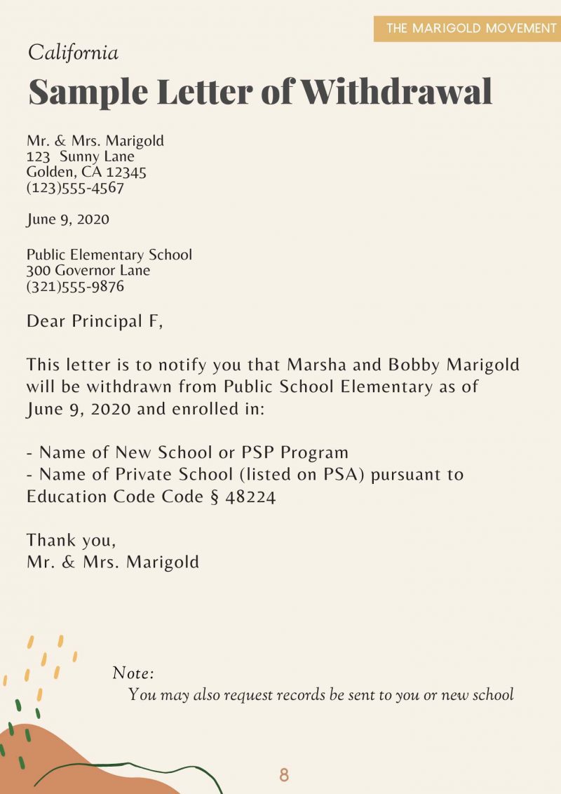 Sample Withdrawal Letter - Free