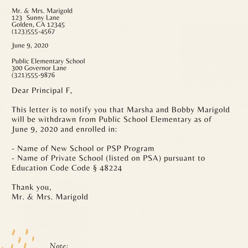 Sample Withdrawal Letter - Free